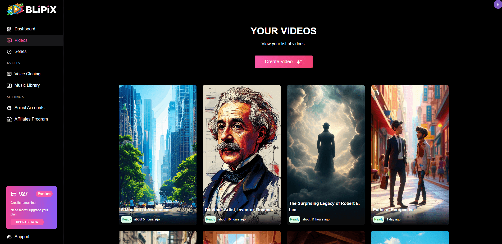 Best Faceless Video Maker Platform - Blipix